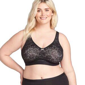 Cacique Lane Bryant Womens Bra Cotton Unlined No Wire Size 42C Black Lace